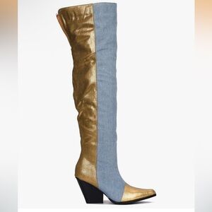 •CAPE ROBBIN• “Lowa” Over Knee Western Cowgirl Chunky Block Heel Boots // NIB